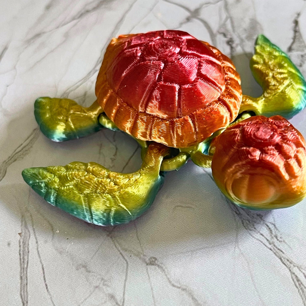 Discover Magic: The Enchanting 3D-Printed Mini Rainbow Sea Turtle!