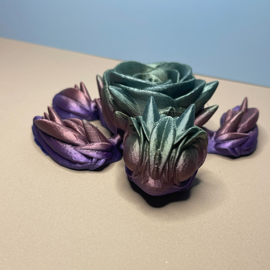 3D-Printed Blue Rainbow Rose Turtle