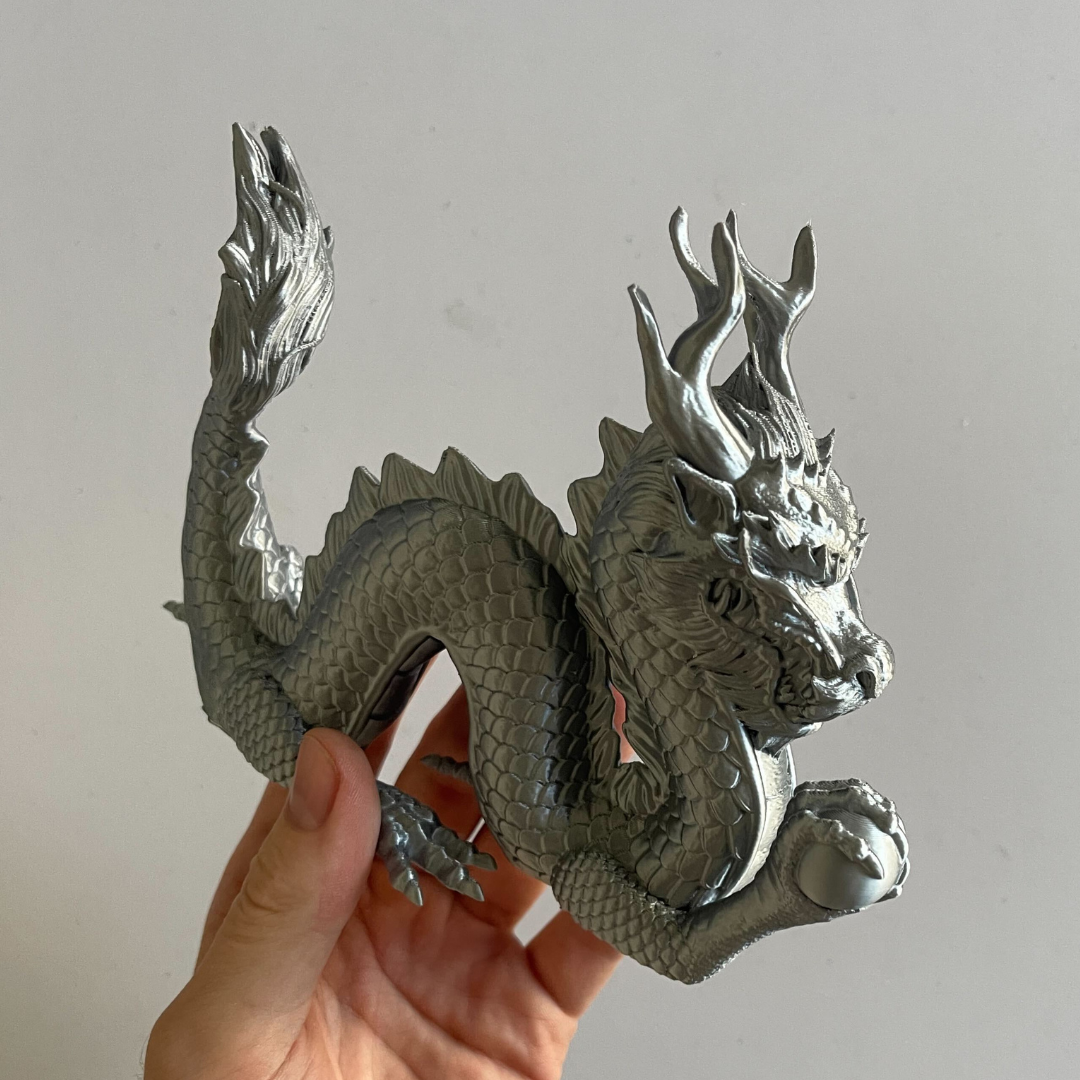 3D-Printed Silver Traditional Chinese Dragon