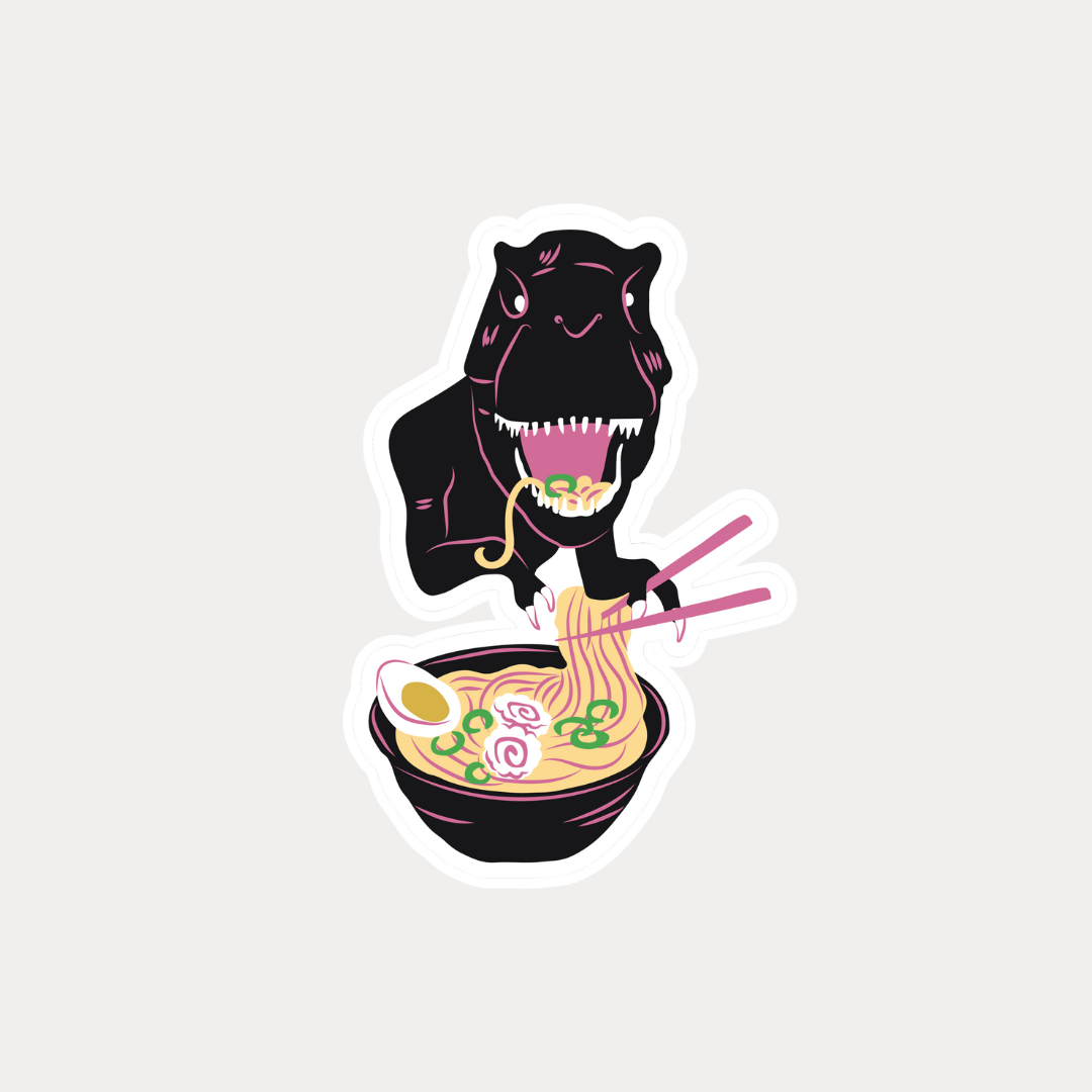 Dinosaur Eating Ramen Sticker