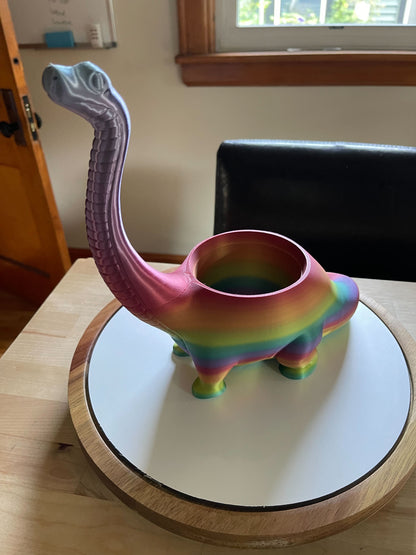 Adorable Dino Delight Herbivore Planter - 3D printed succulent planter in vibrant colors, perfect for indoor decor and plant lovers. 