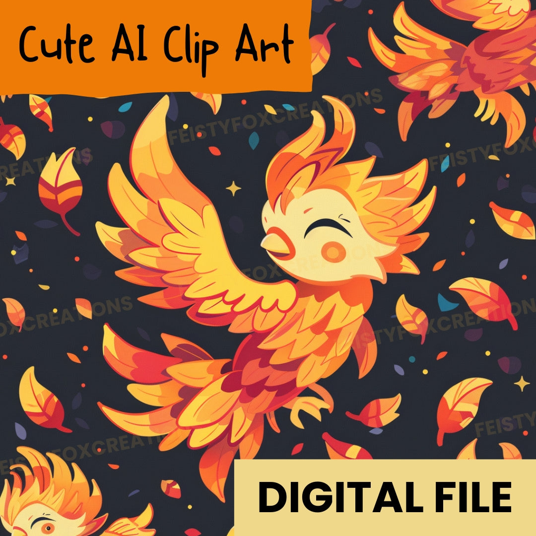 Cute AI Clip Art | Chibi Phoenix