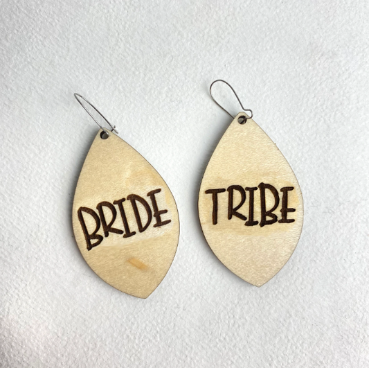 Join the Bride Tribe - Handmade Earrings with 'Bride Tribe' Engraving