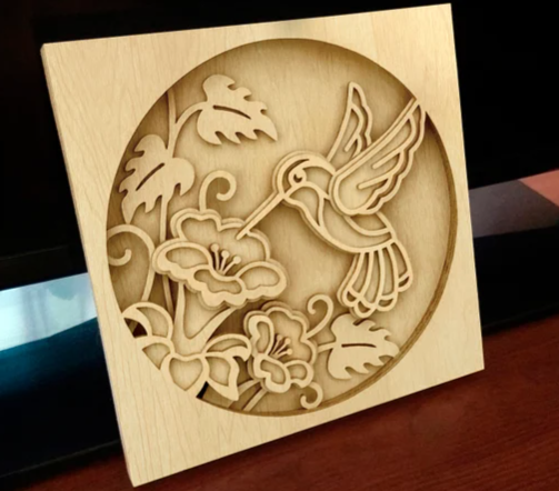 Multilayered Wooden Hummingbird Art