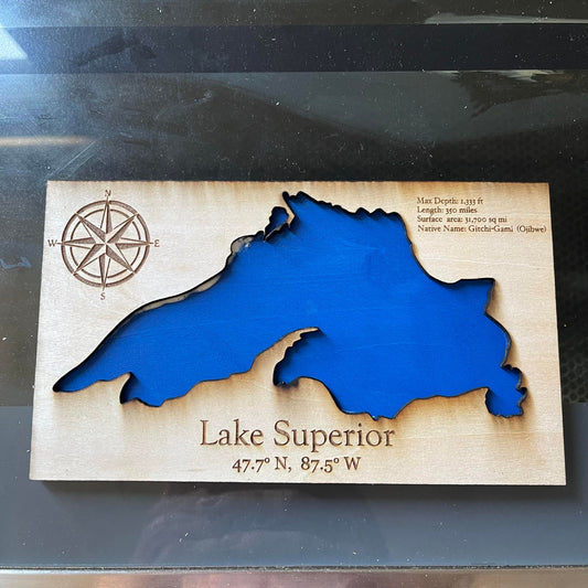 Lake Superior Wooden Art - Rustic Lake Wall Decor for Lake Lovers