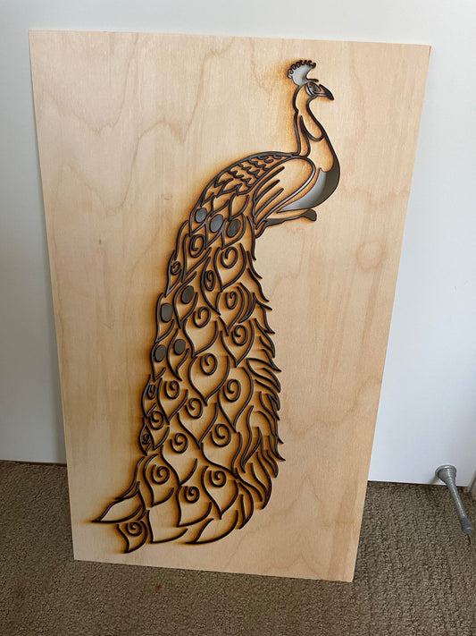 Peacock Wooden Art Panel