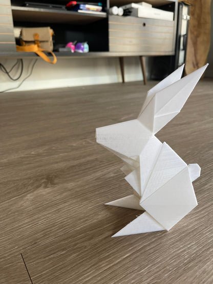White Origami Rabbit Decoration - 3D Printed