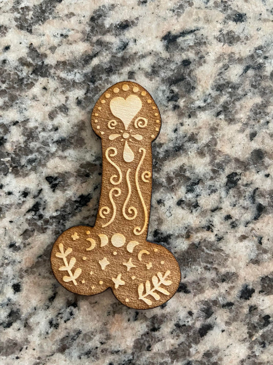 Cosmic Penis Wooden Fridge Magnet