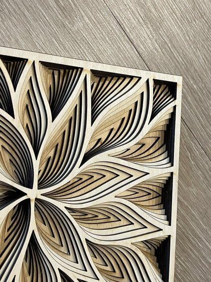 3D Flower Mandala Layered Wooden Art - Perfect Wall Art or Coffee Table Decor