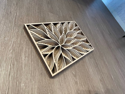 3D Flower Mandala Layered Wooden Art - Perfect Wall Art or Coffee Table Decor