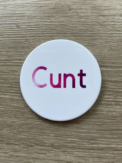 4-Pack Laser-Engraved Galaxy "Cunt" Coasters - High-Quality White Ceramic Coasters