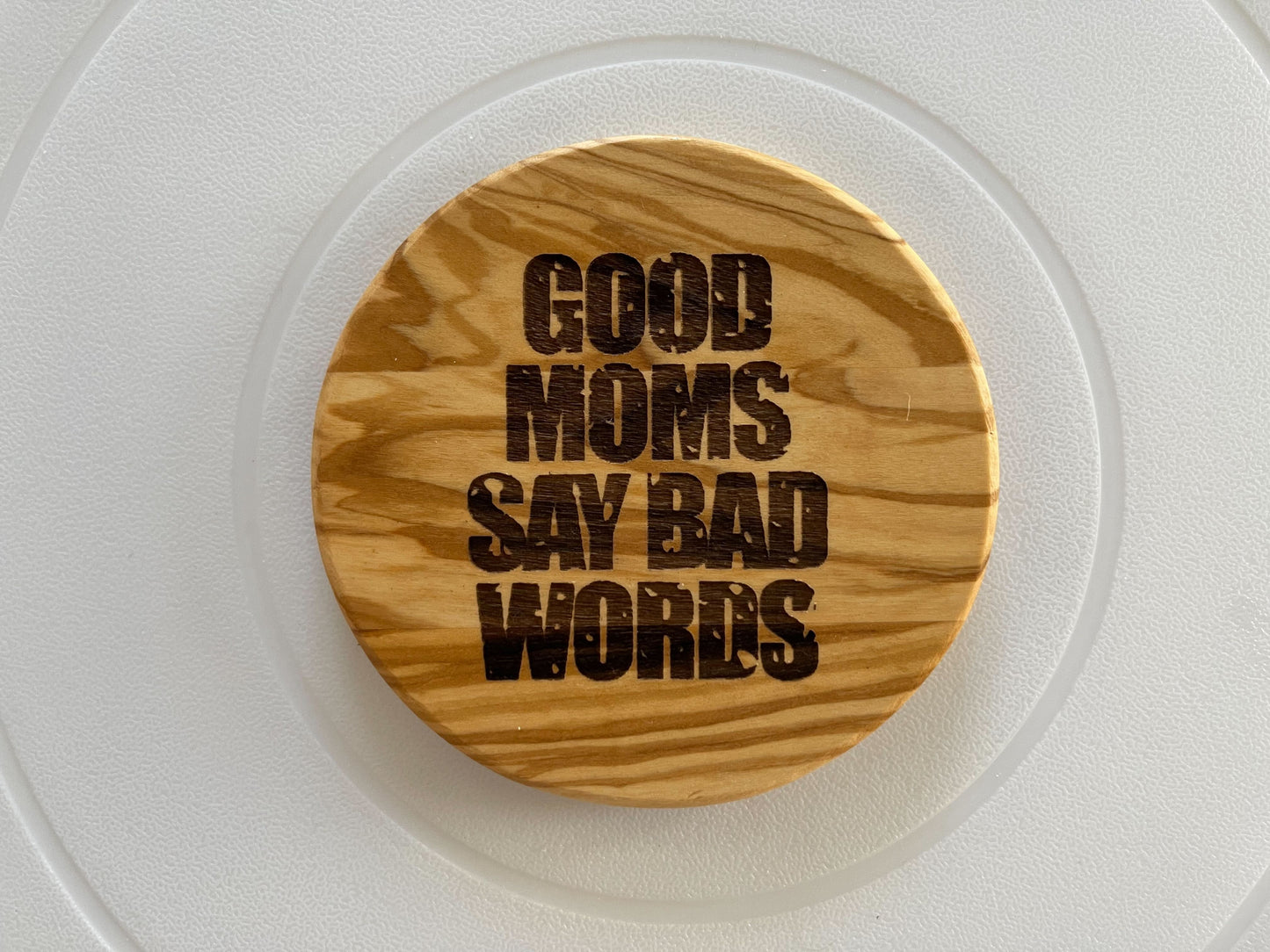 4-pack Olivewood Coasters - 'Good Moms Say Bad Words' | Mother's Day Gift