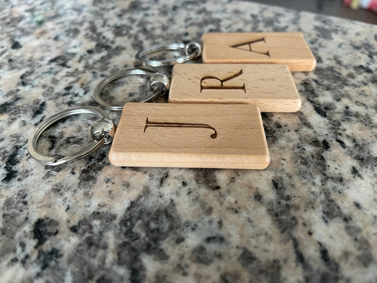 Personalized Wooden Keychain, Wooden Monogram Keychain