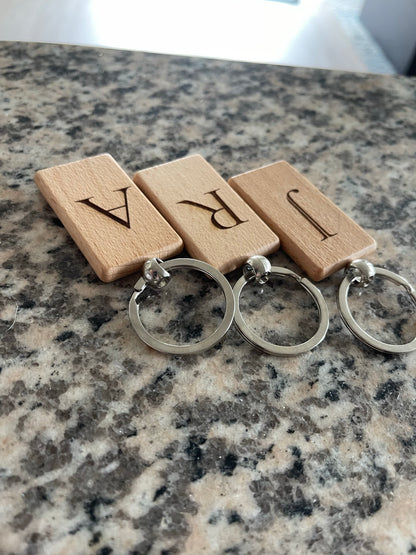 Personalized Wooden Keychain, Wooden Monogram Keychain