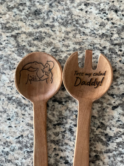 Toss My Salad Daddy Salad Spoons - High-Quality Salad Mixing and Tossing Spoons