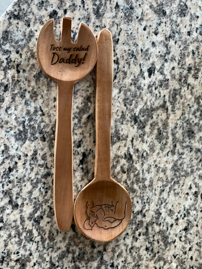 Toss My Salad Daddy Salad Spoons - High-Quality Salad Mixing and Tossing Spoons